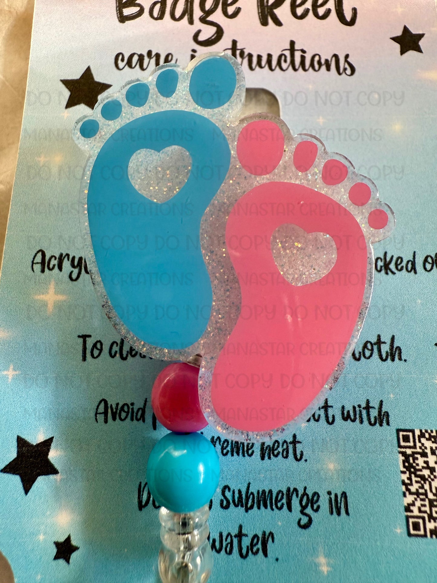 Tiny Toes Badge Reel – Cute Retractable ID Holder