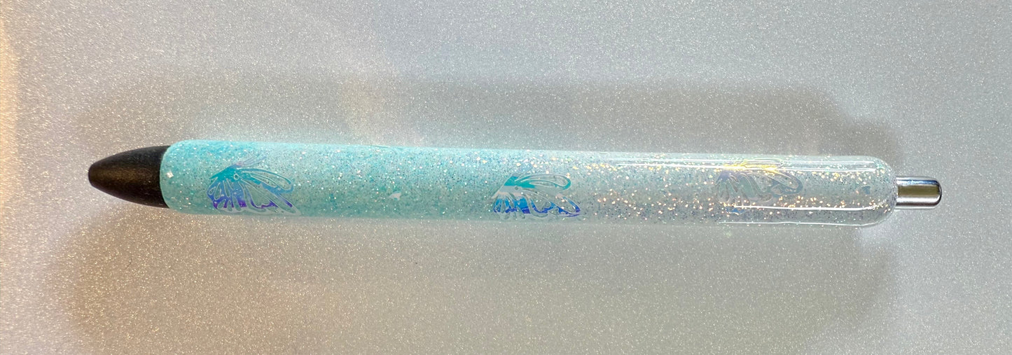 Ombre with Holographic butterflies- Black Ink