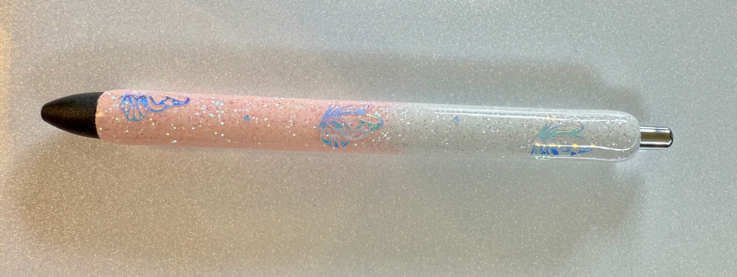 Ombre with Holographic butterflies- Black Ink