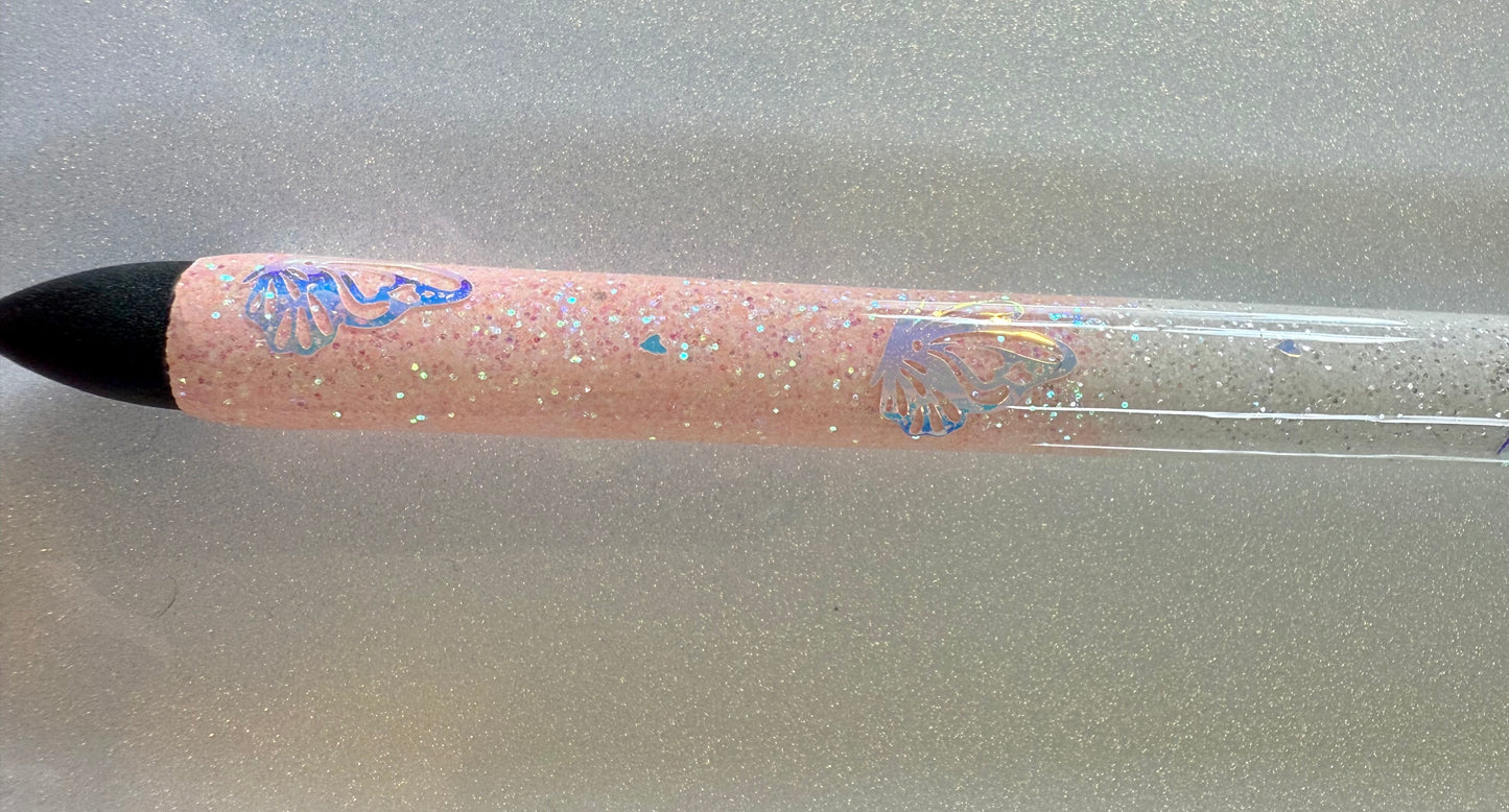 Ombre with Holographic butterflies- Black Ink