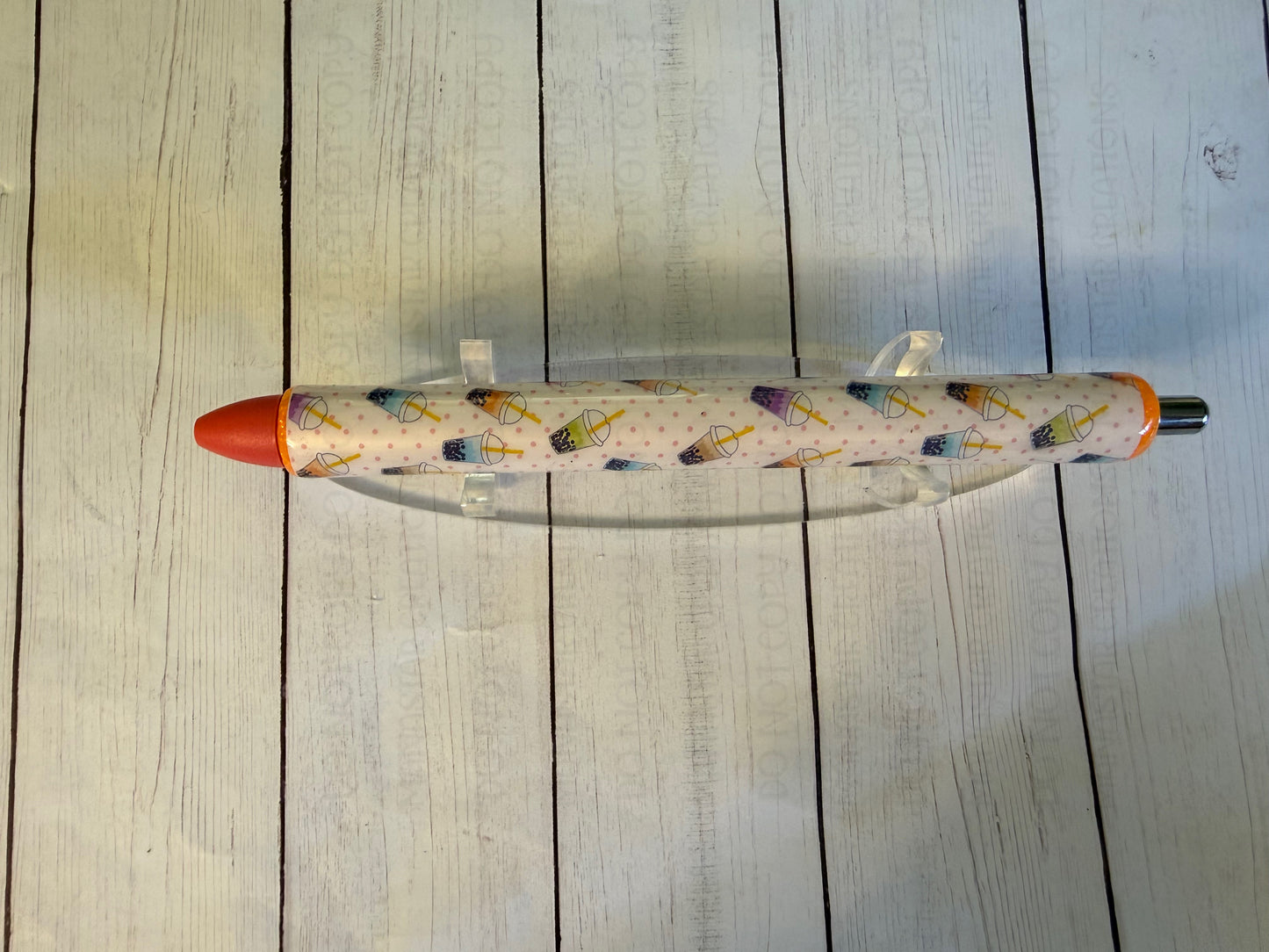 Boba Tea Epoxy Pen - Bubble Tea Vinyl Wrapped Writing Instrument