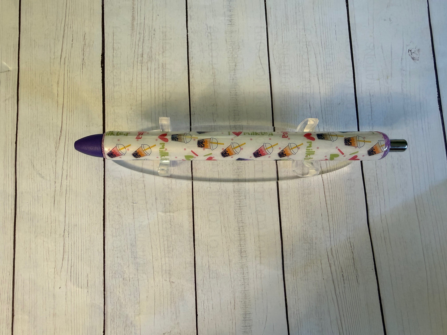 Boba Tea Epoxy Pen - Bubble Tea Vinyl Wrapped Writing Instrument