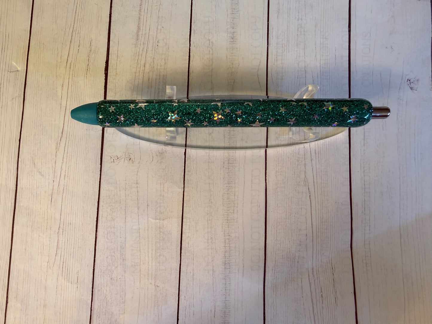 Teal Holographic Star Pen
