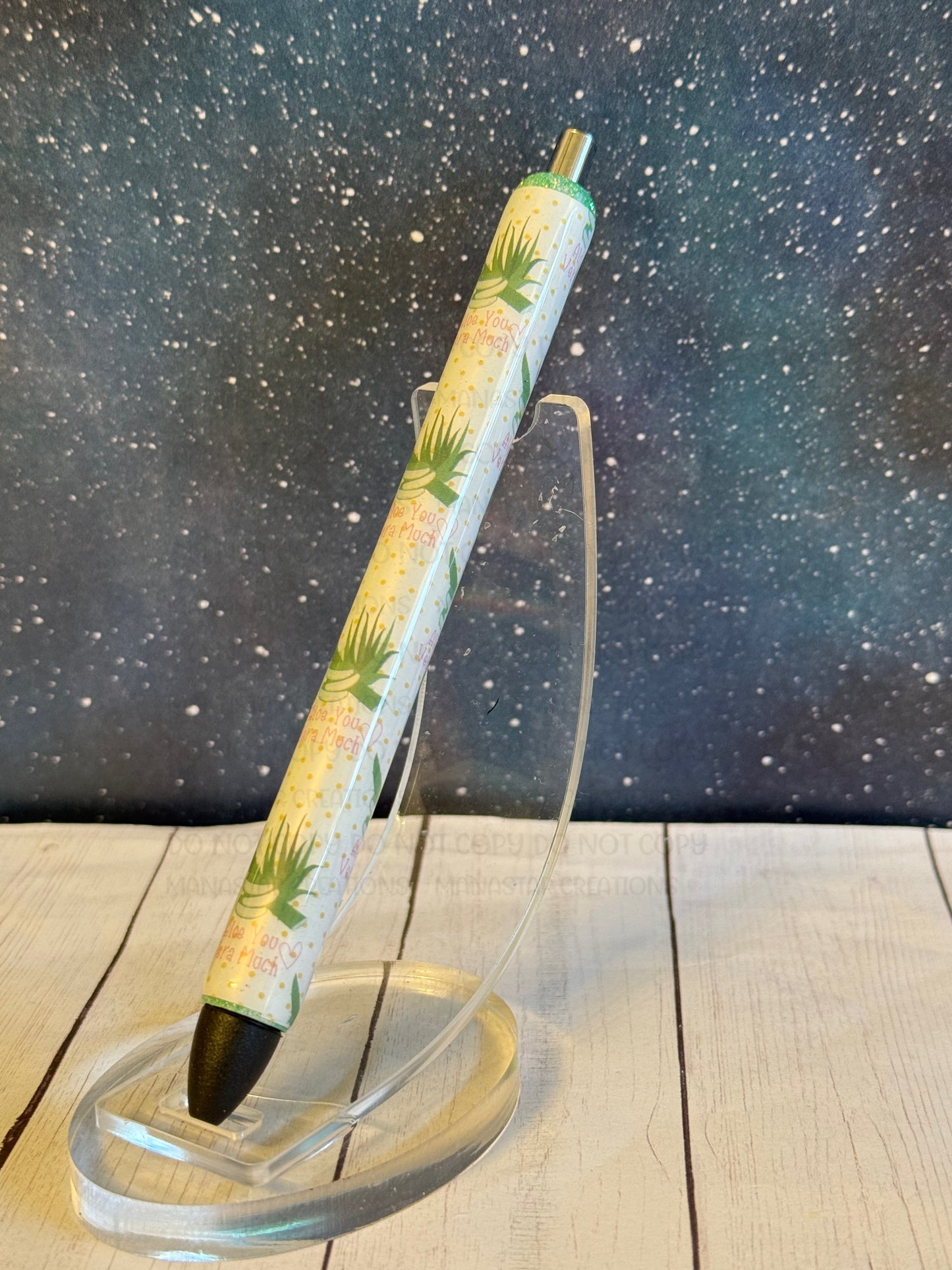 Aloe You Vera Much! Aloe themed wrapped pens!- Black Ink