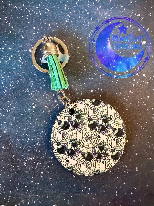 Ghosts, Cauldron, and Poison Sublimation Keychain – Spooky Halloween-Inspired Accessory