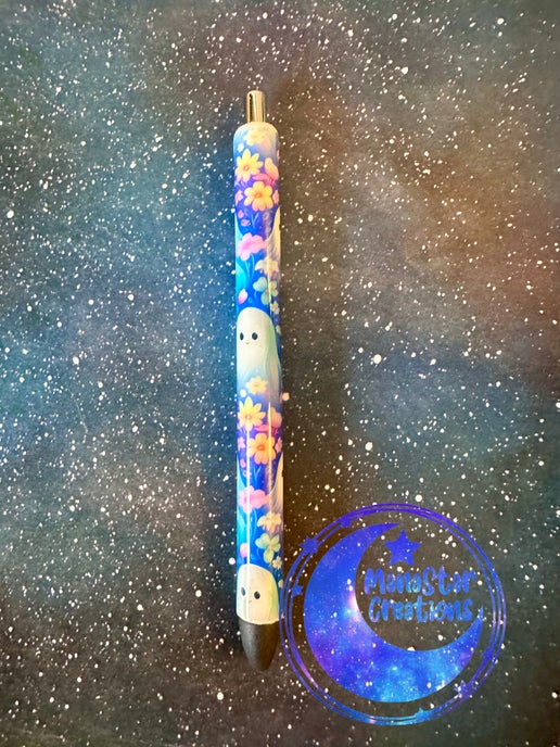 Summerween Ghost Epoxy Pen ā Spooky Meets Elegant (Black Ink)