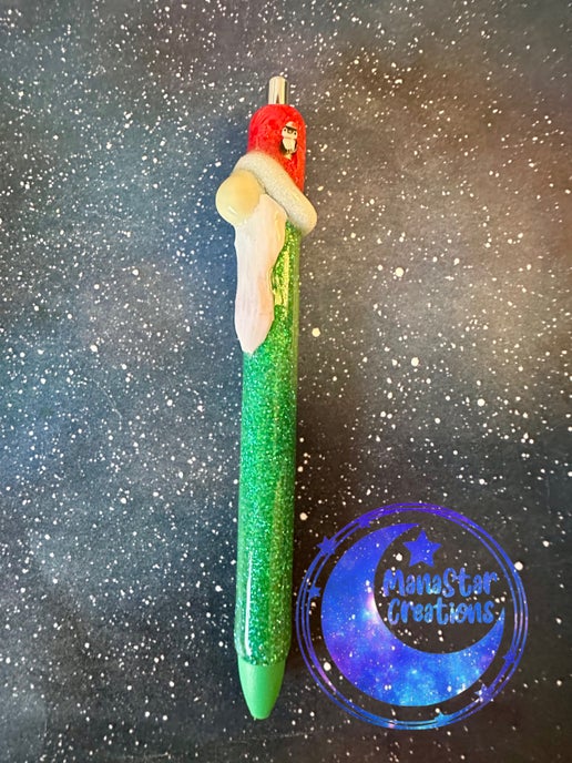 3D Gnome Epoxy Pen (Penguin) β Whimsical & Handcrafted Charm (Green Ink)