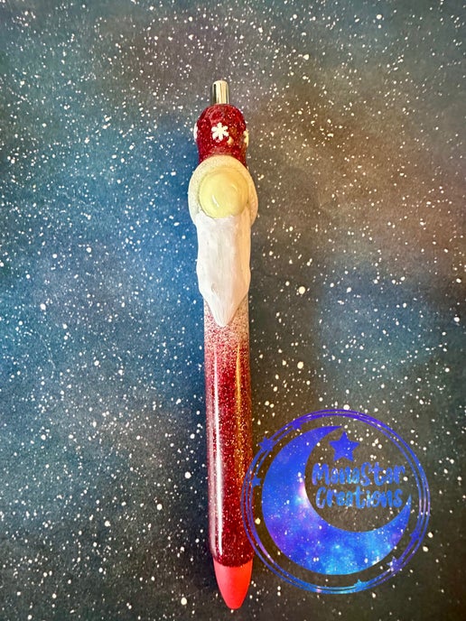 3D Gnome (Snowflakes) Epoxy Pen β Whimsical & Handcrafted Charm (Red Ink)