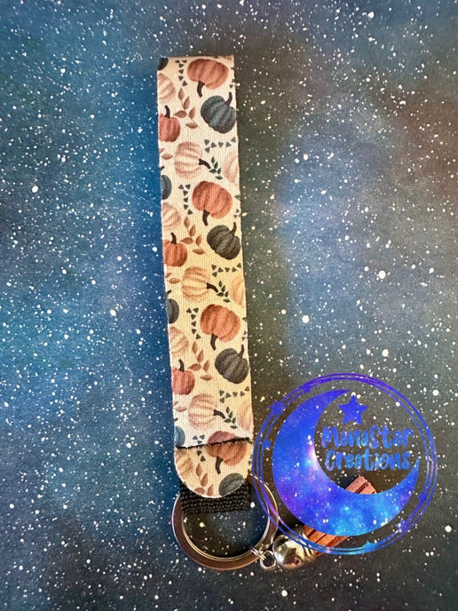 Floral Pumpkins Sublimation Keychain Wristlet – Autumn-Inspired Accessory