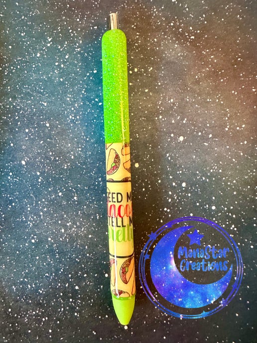 Taco Queen Epoxy Pen β Green Glitter Glam (Green Ink)
