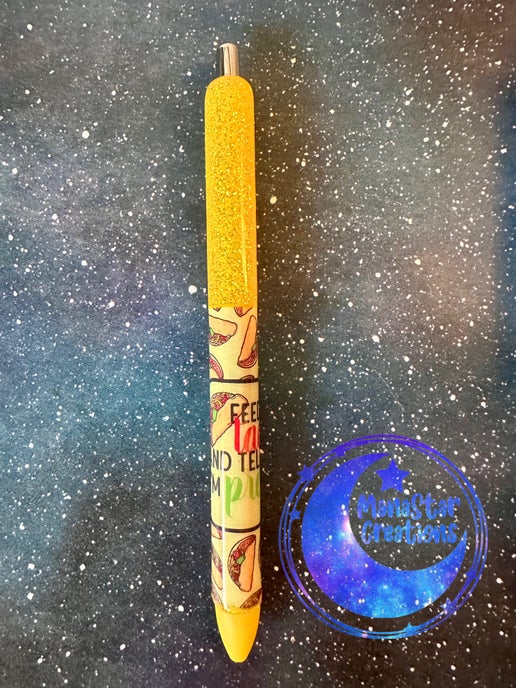 Taco Queen Epoxy Pen β Yellow Glitter Glam (Yellow Ink)