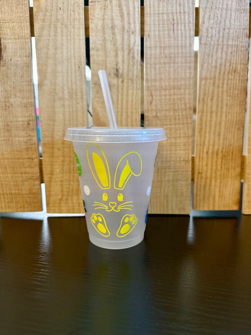16oz Easter Fun Kids Tumbler – Hoppy & Bright! (Yellow)