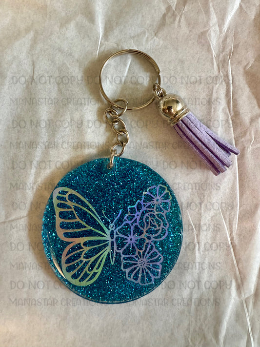 Blue Butterfly- Acrylic Keychain