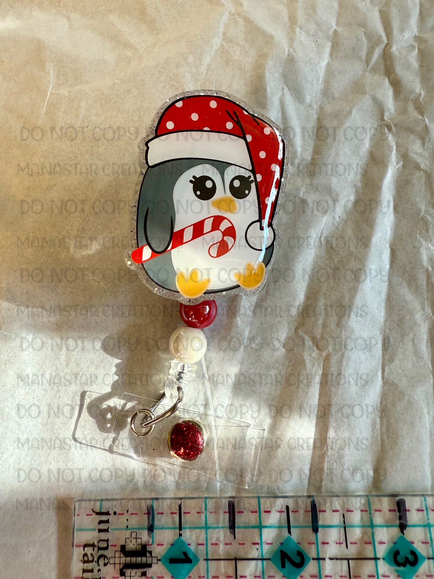 Festive Penguin Badge Reel – Cute Christmas ID Holder
