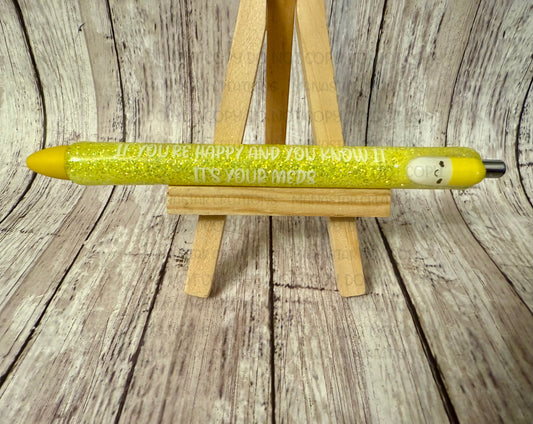 Yellow Chill Pill Epoxy Pen – Yellow Ink- White lettering