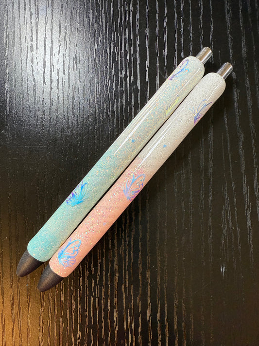 Ombre with Holographic butterflies- Black Ink
