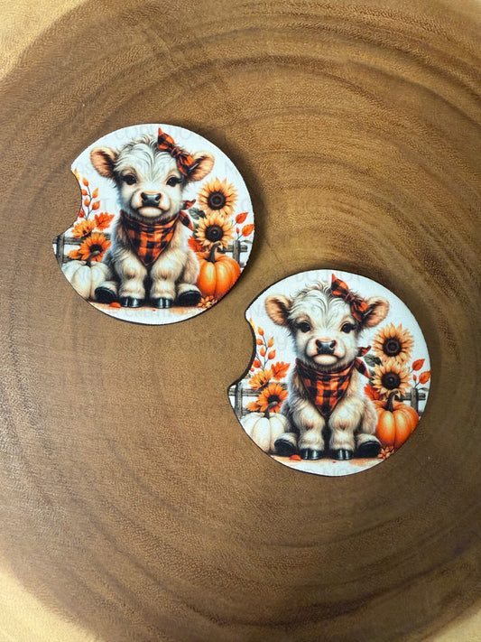 Fall Cow Car Coasters