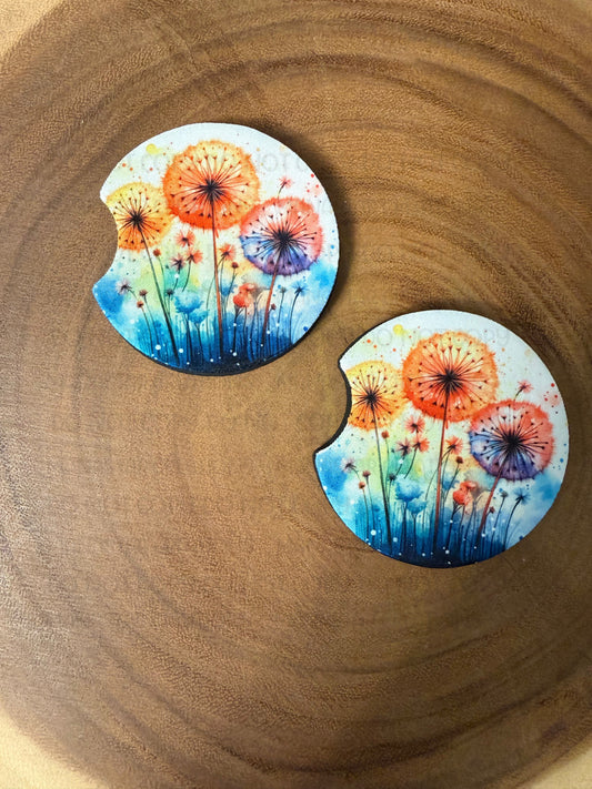 Colorful Dandelion Car Coasters