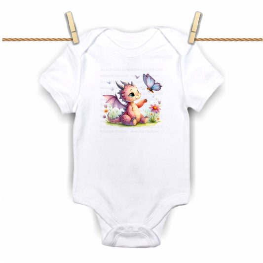 Pink Butterfly Dragon- Custom Baby Bodysuit Print - Limited (Specify Size at Checkout)