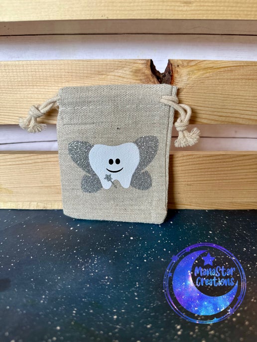 Tooth Fairy Bag with Silver Wings – Enchanting Pouch for Lost Teeth
