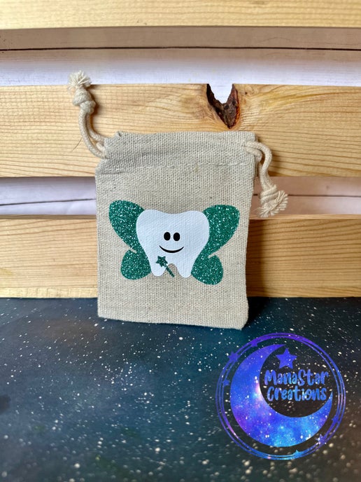 Tooth Fairy Bag with Teal Wings – Enchanting Pouch for Lost Teeth