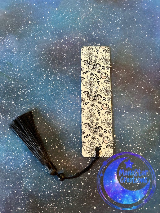 Floral Bat Bookmark – Gothic Nature Sublimated Marker