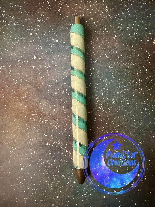Lunar Waves Epoxy Pen – Mystical Blue Swirls & Moons (Black Ink)