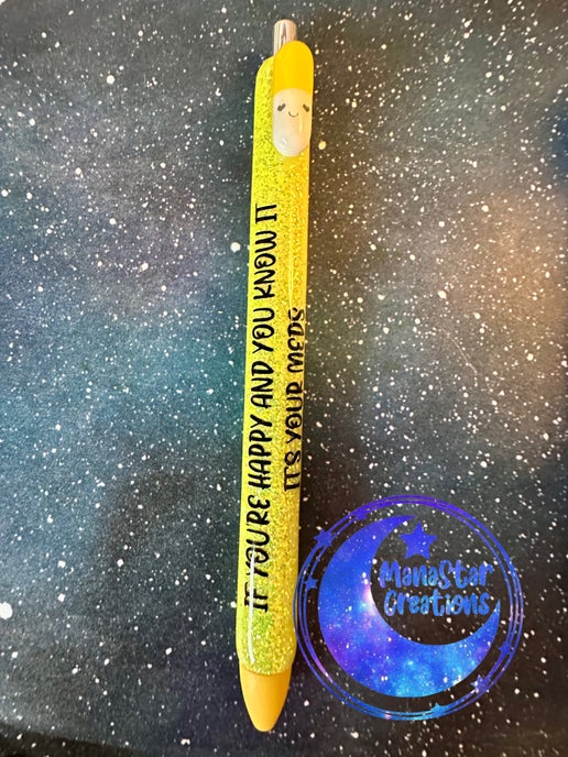 Yellow Chill Pill Epoxy Pen – Cute & Relaxing Writing Companion (Yellow Ink)