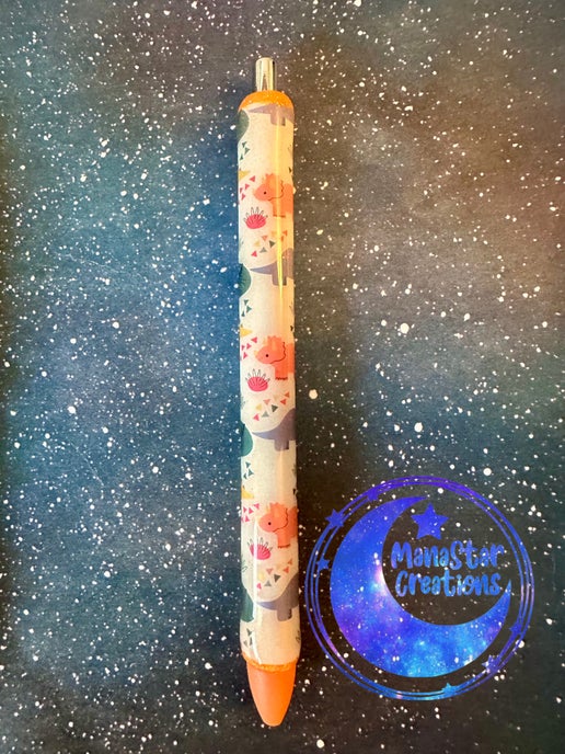 Jurassic Gem: Prehistoric Elegance Epoxy Pen (Orange Ink)