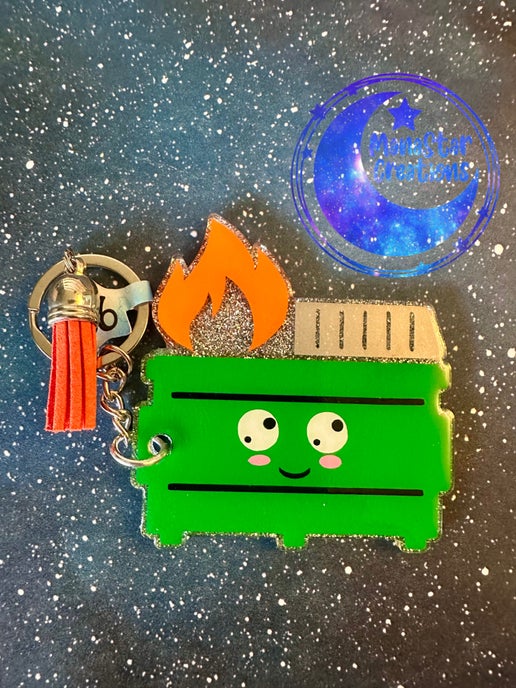 Dumpster Fire- Acrylic Keychain