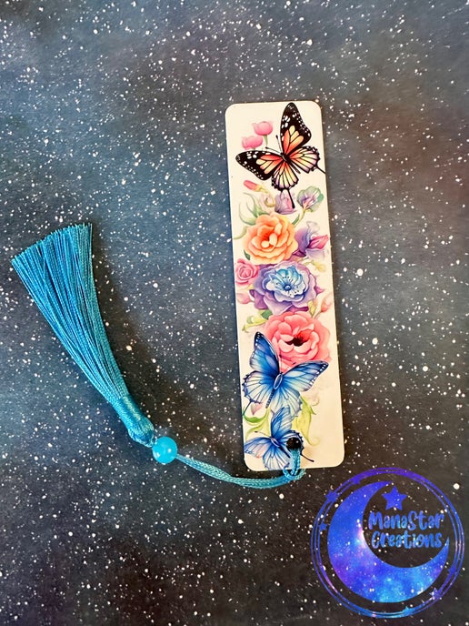 Bright Floral Butterfly Bookmark – Colorful Sublimated Marker