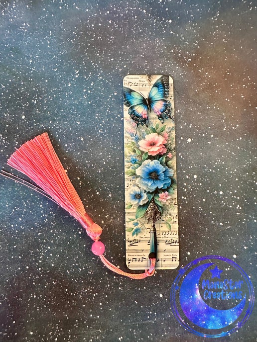 Floral Butterfly Bookmark – Musical & Elegant Sublimated Marker