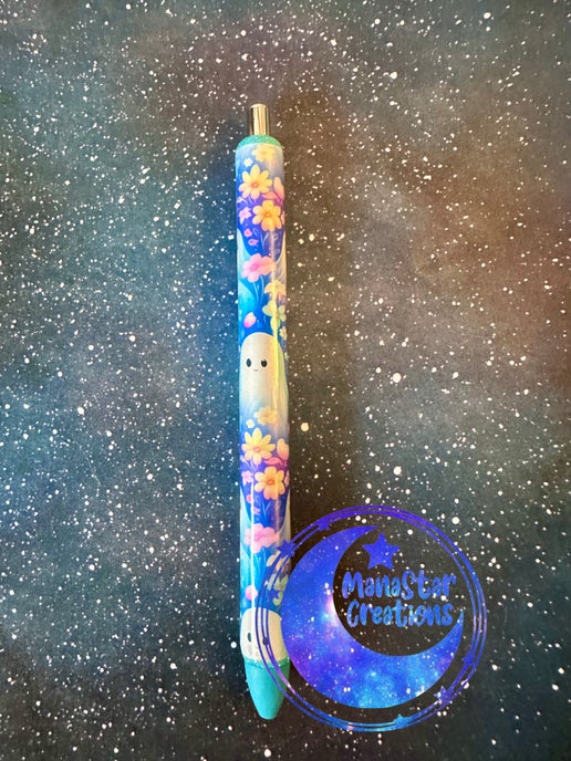 Summerween Ghost Epoxy Pen – Spooky Meets Elegant (Blue Ink)