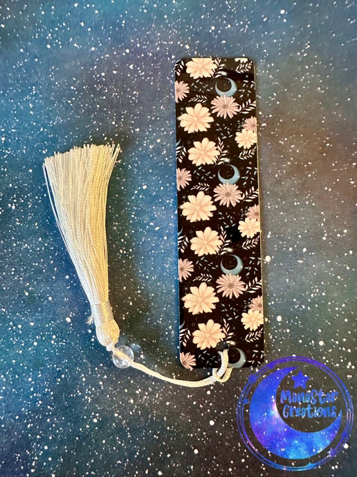 Floral Moon Bookmark – Dark & Mystical Sublimated Marker