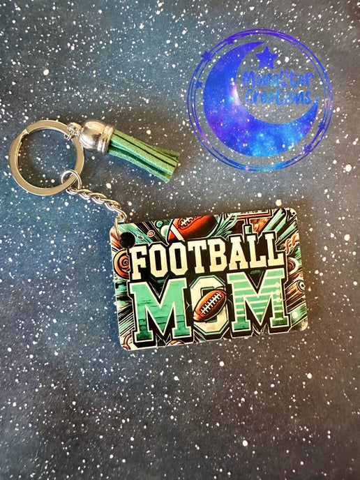 Football Mom" Sublimation Keychain – Perfect Accessory for Proud Football Parents