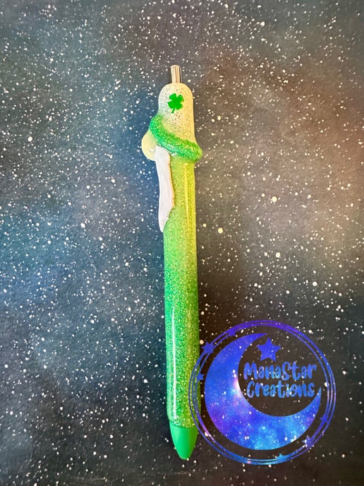 3D Gnome (Shamrock) Epoxy Pen – Whimsical & Handcrafted Charm (Green Ink)