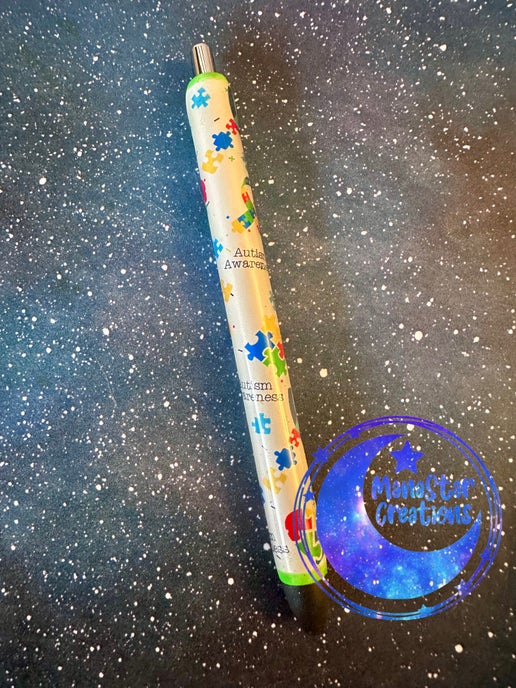 Green Glitter Autism Awareness Pen – Sparkle with Support! (Black Ink)