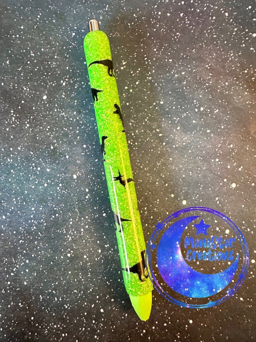 Dino Sparkle Epoxy Pen – Green Glitter & Prehistoric Fun (Green Ink)