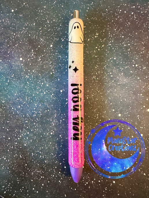 Hey Boo Epoxy Pen – Cute Ghost & Spooky Fun (Purple Ink)