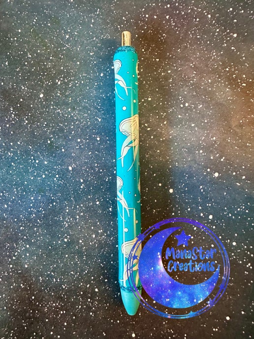 Deep Sea Drift Epoxy Pen – Mesmerizing Jellyfish Design (Blue Ink)