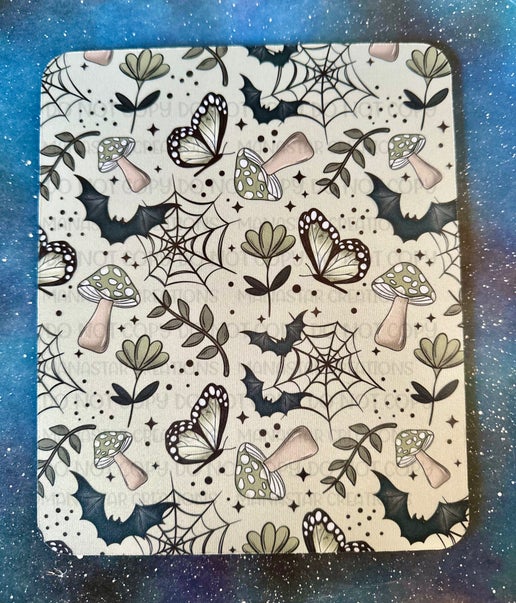 Mushroom & Bat Mouse Pad – Whimsical Gothic Desk Accessory