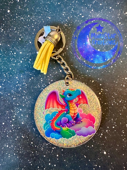 Rainbow Dragon- Acrylic Keychain