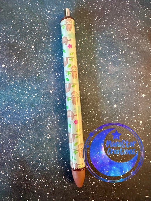 Sleepy Sloth Epoxy Pen – Relaxed & Adorable Design (Brown Ink)
