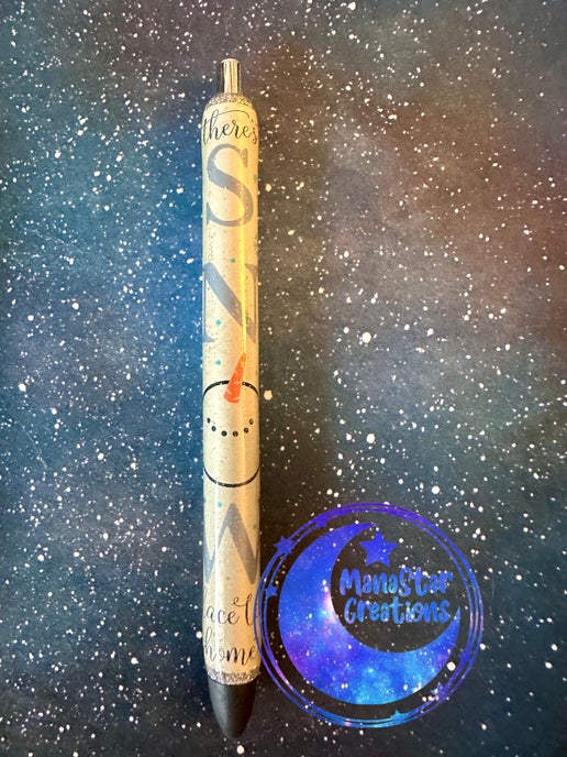 Let It Snow Epoxy Pen – Frosty Snowman Winter Vibes (Black Ink)