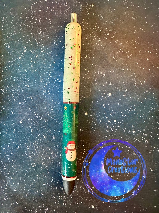 Frosty Smiles Epoxy Pen – Adorable Snowman Design (Black Ink)