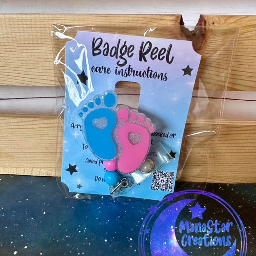 Tiny Toes Badge Reel – Cute Retractable ID Holder
