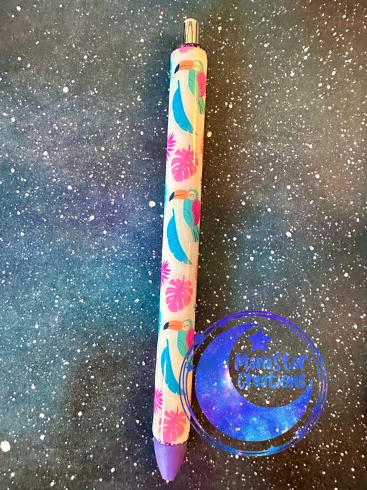 Tropical Toucan Epoxy Pen – Vibrant Playful Toucan Design (Purple Ink)
