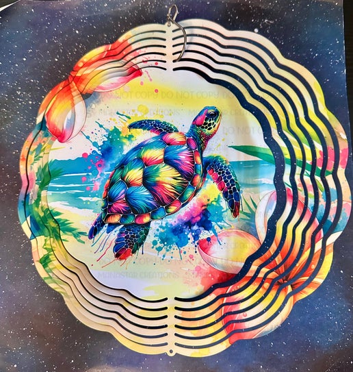 Colorful Sea Turtle Wind Spinner – Vibrant Ocean-Inspired Decor
