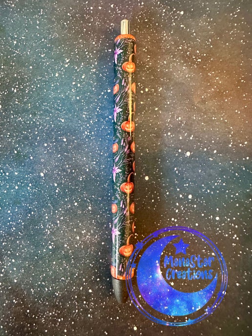 Pumpkins & Witch Hats Epoxy Pen – Spooky & Cute Halloween Vibes (Black Ink)
