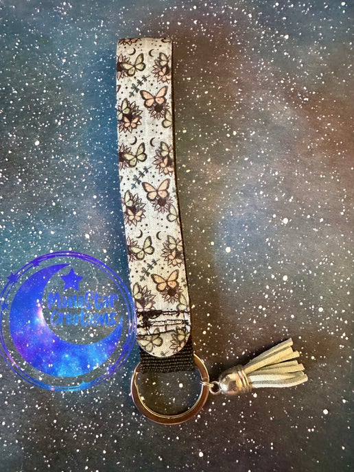 Floral Butterflies Sublimation Keychain Wristlet – Beautiful & Whimsical Accessory